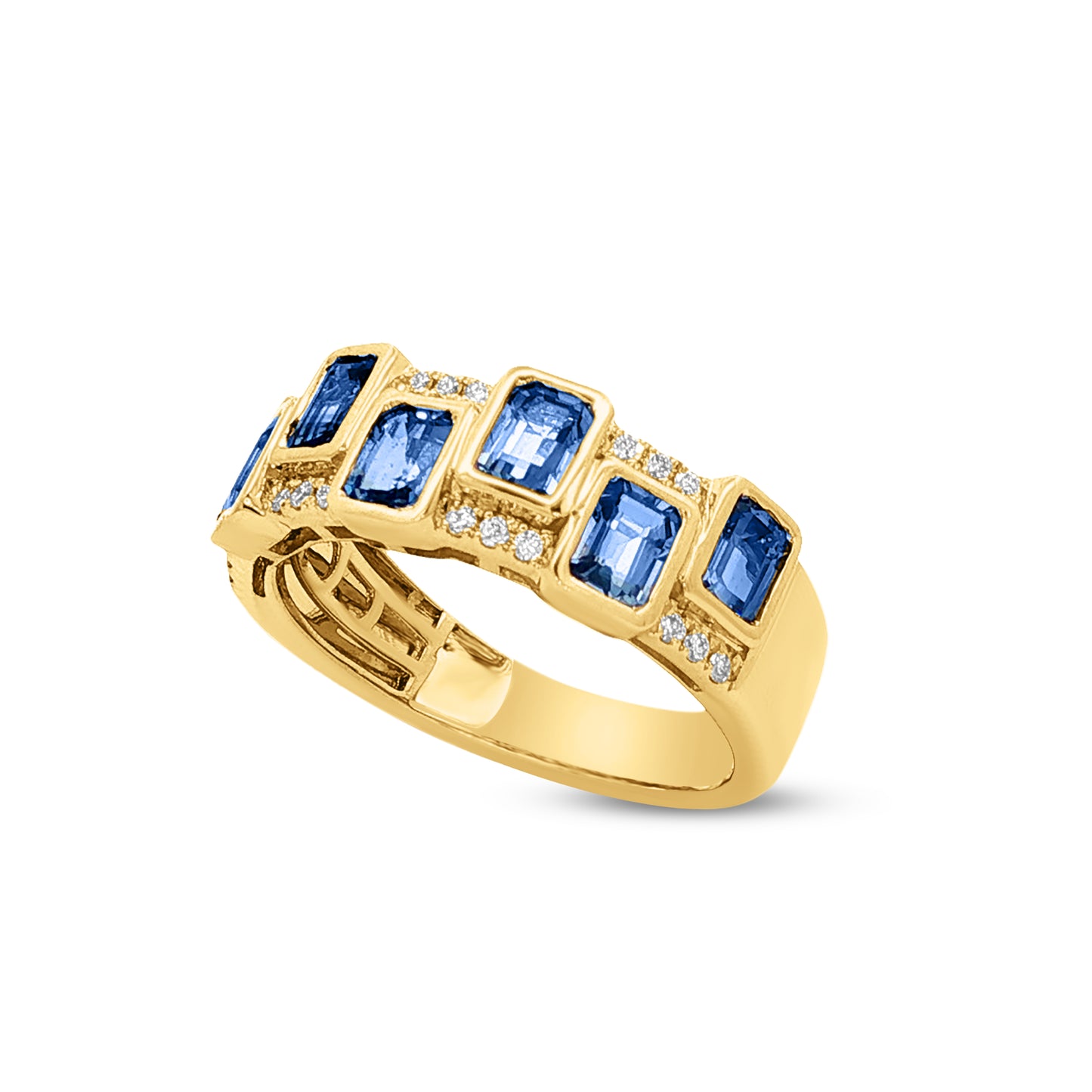14k ring with 7 sapphires 2.10ct & 21 diamonds 0.11ct