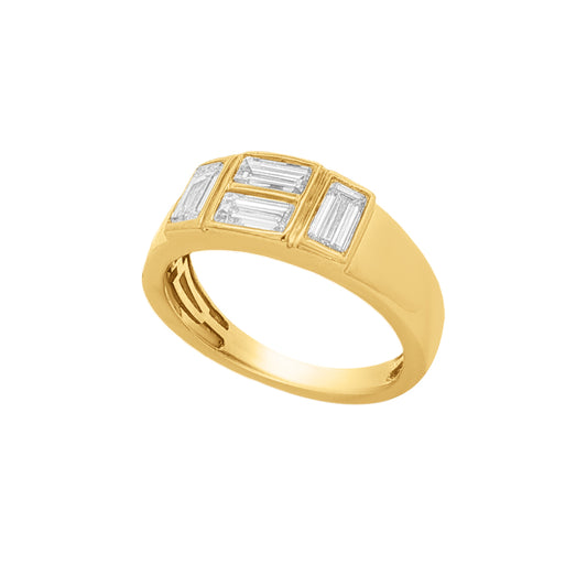 14KY 22mm Diamond ring with 4 straight baguettes totaling 1.17 cts.