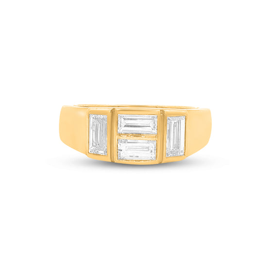 14KY 22mm Diamond ring with 4 straight baguettes totaling 1.17ct