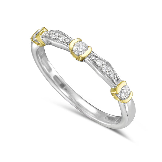 14K two tone diamond ring with 0.20ct tw 5.5
