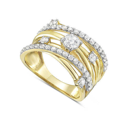 14K interwoven bands of gold and 41 diamonds 1.0ct tw 5.5