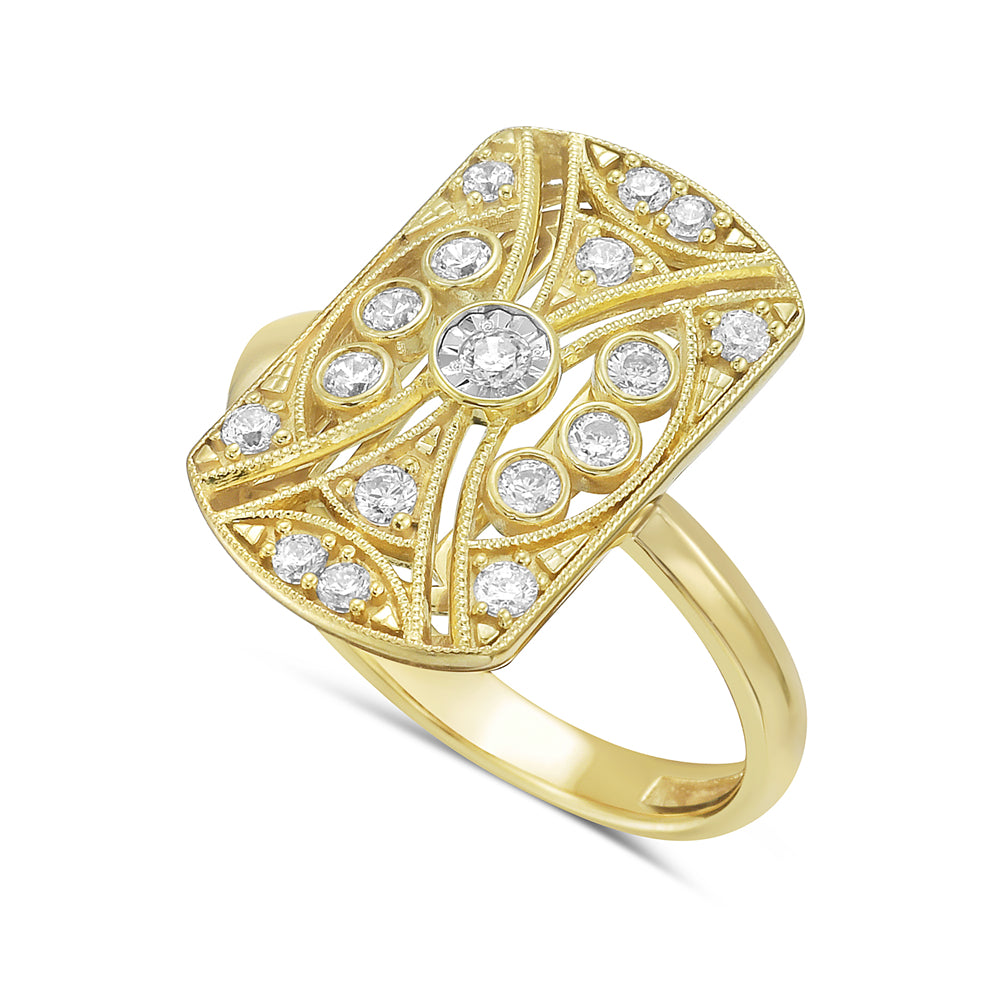 14k ring with 17 diamonds 0.33ct tw 5.5