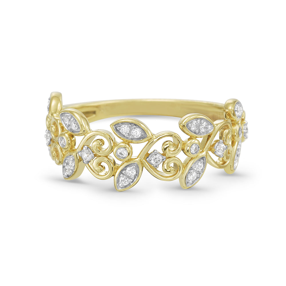14K ring with 30 round diamonds 0.16ct tw 5.5