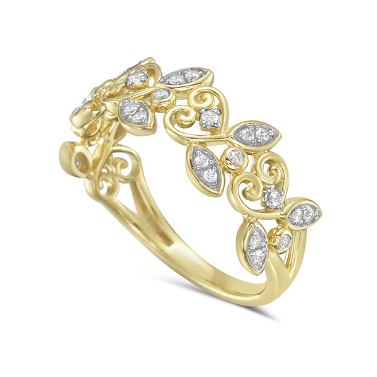 14K ring with 30 round diamonds 0.16ct tw 5.5
