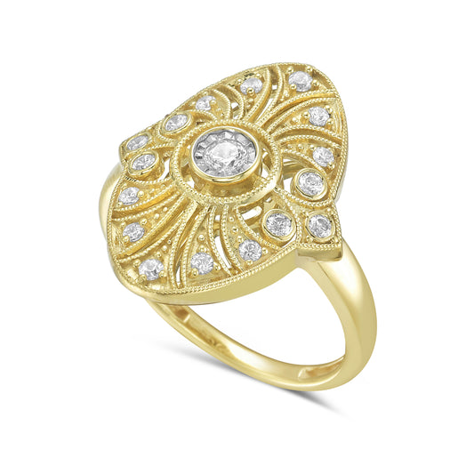 14K ring with 17 round diamonds 0.33ct tw 5.5