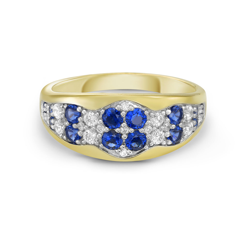 14K sapphire and diamond ring with round sapphires 0.58ct tw and 21 round diamonds 0.25ct tw 5.5