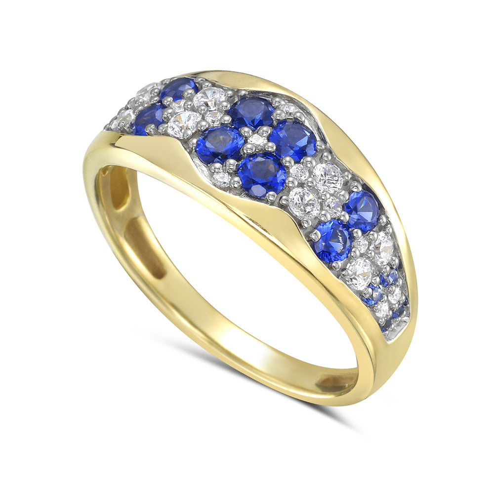 14K sapphire and diamond ring with round sapphires 0.58ct tw and 21 round diamonds 0.25ct tw 5.5