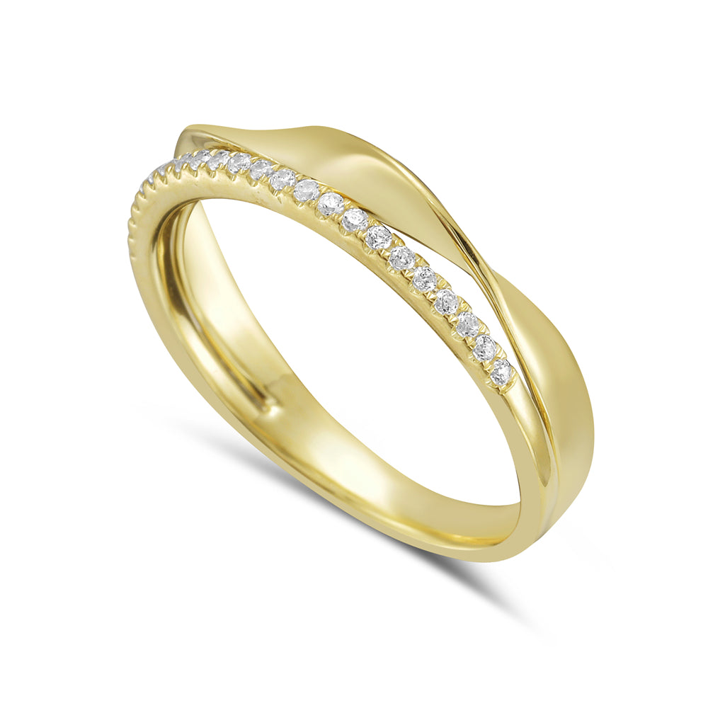 14KY twist band ring with 23 round diamonds 0.12ct tw 5.5