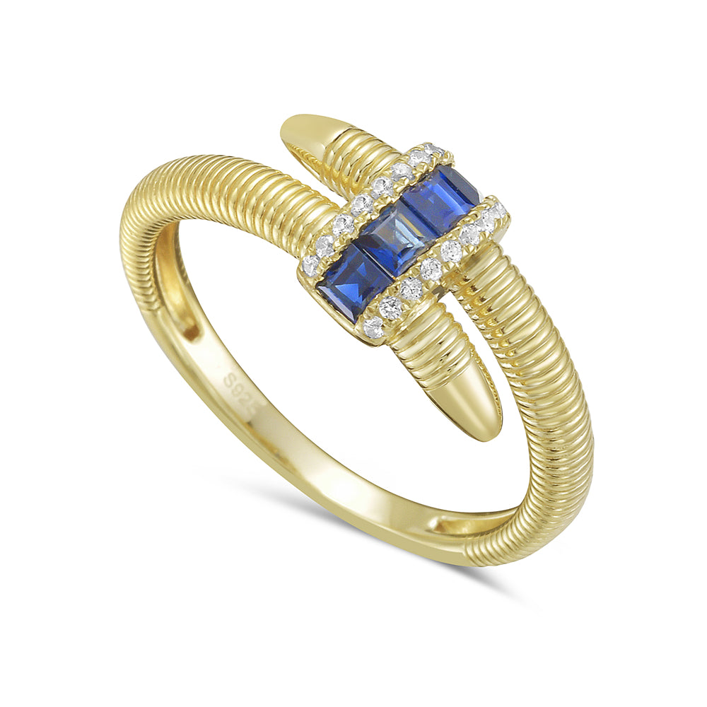 14KY ring with 4 sapphires 0.36ct tw and 18 diamonds 0.07ct tw 5.5