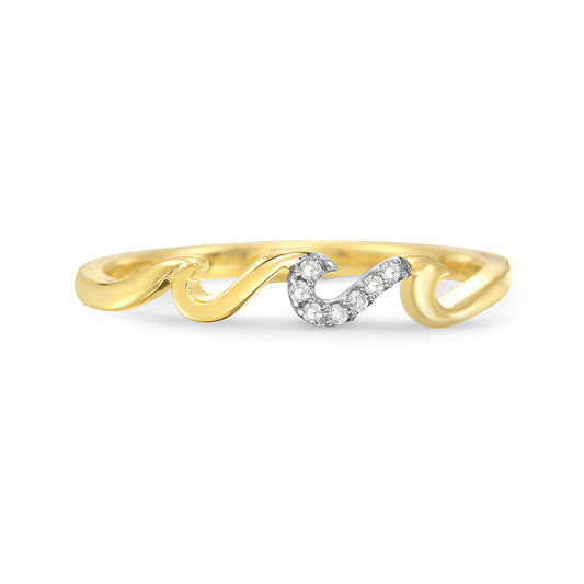 14K 3mm wave ring with 7 diamonds 0.03ct tw 4.6