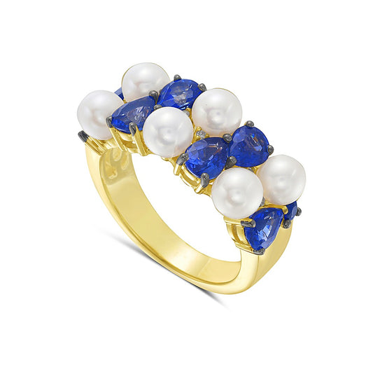 Sapphire & Pearl Combination Ring 5.2