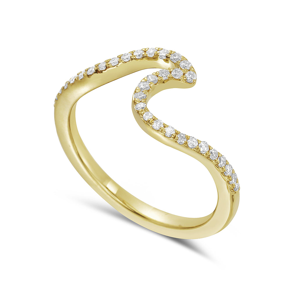 Wave Ring in 14K Gold and Diamonds