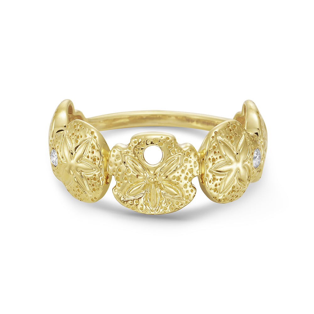 Quintet of Starfish Sand Dollars in 14K Gold & Diamonds