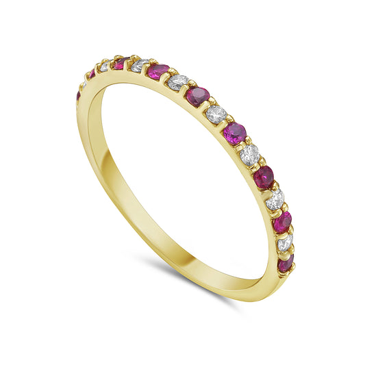 14KW BAND 8 DIAMONDS 0.12C & 9 RUBIES 0.20C