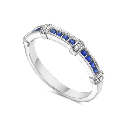 14K 12 DIAMONDS 0.04 & 12 SAPPHIRES 0.30C RING