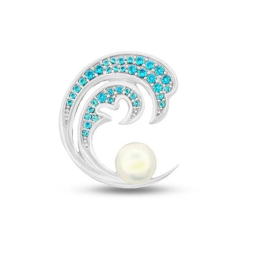 Sterling silver wave pendant with nano pearl
