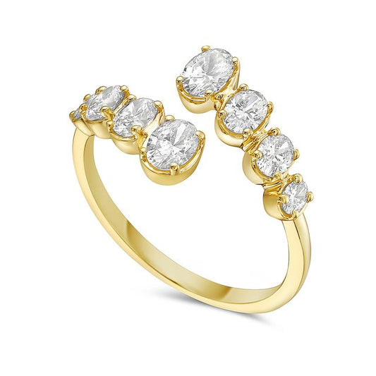 14k bypass ring with 8 oval diamonds 1ct