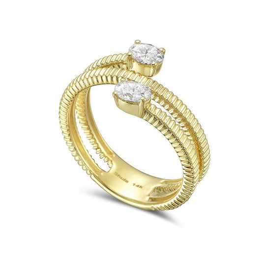 14k bypass ring with 2 oval diamonds 0.43ct