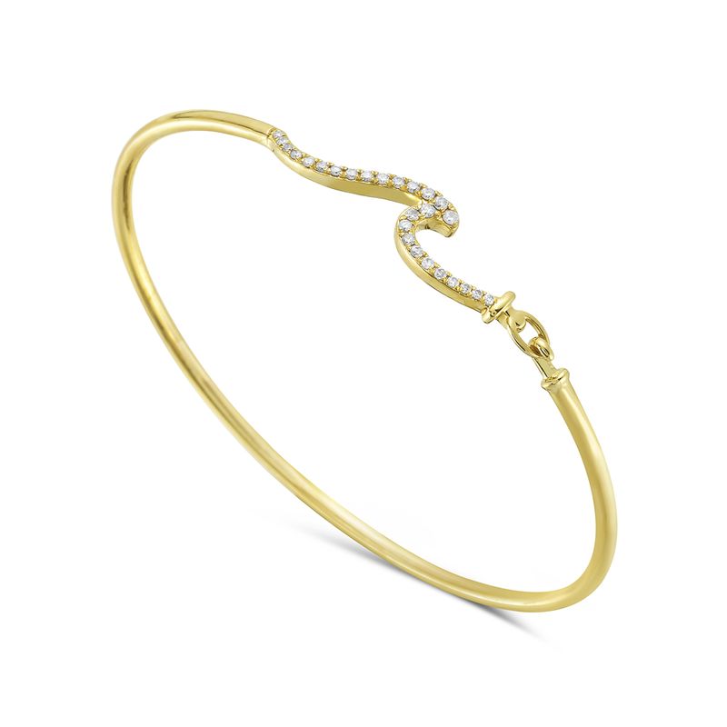 14k 7mm flexible wave bangle with 26 diamonds 01.8ct 4.2