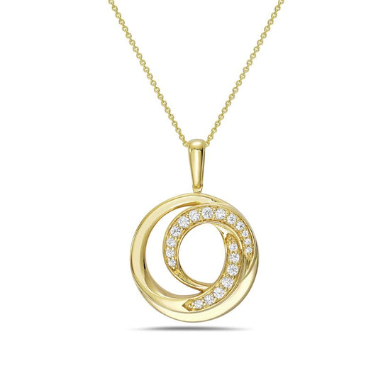 14K wave pendant with 20 round diamonds 0.20ct tw on an 18 inch chain 5.5