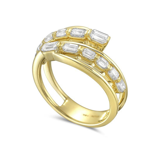 14k bypass ring with 12 emerald cut diamonds 1.28ct