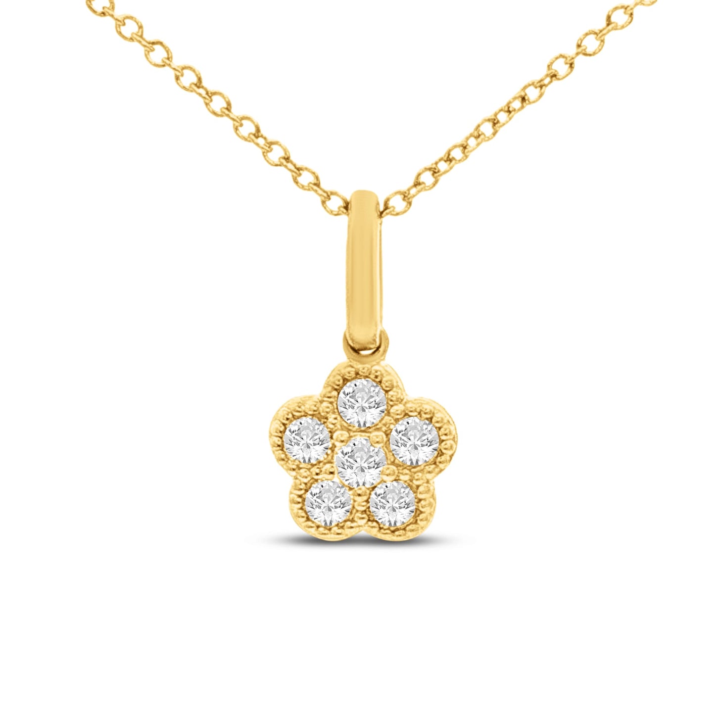 14KY Flower Necklace with 6 diamonds  0.21ct