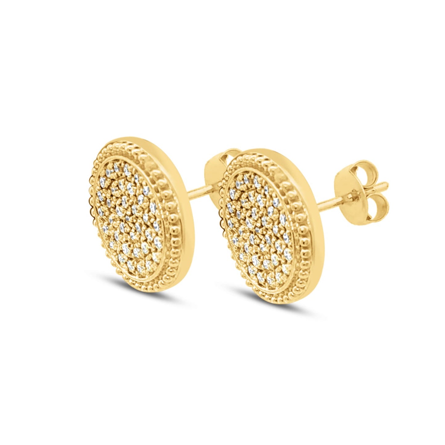 14KY round earrings with 74 diamonds 0.444 ct.