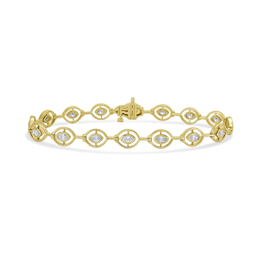 14k link bracelet with 16 marquise diamonds 1.20ct 7 inches wrist