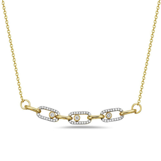 14KY MOVING DIAMOND LINK NECKLACE WITH 57 DIAMONDS 0.245CT 18 INCHES CHAIN