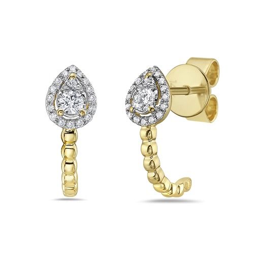 14K HOOP EARRINGS WITH 36 DIAMONDS 0.17CT
