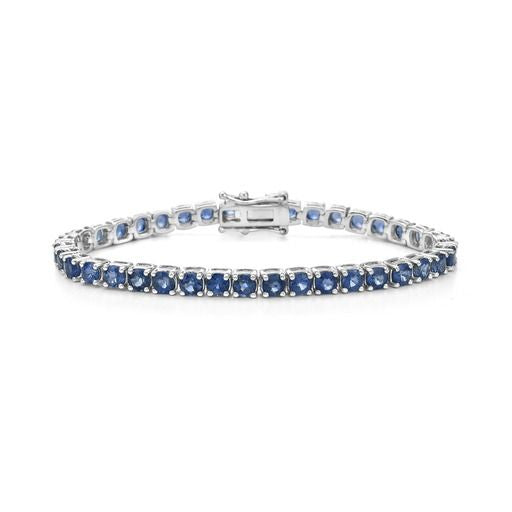 14K LINK BRACELET WITH 38 4MM ROUND SAPPHIRES 12.81CT, WRIST SIZE 7