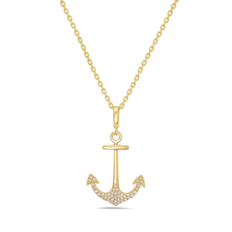 14k 20x15mm anchor pendant with 43 diamonds 0.123ct on 18 inches chain 4.5