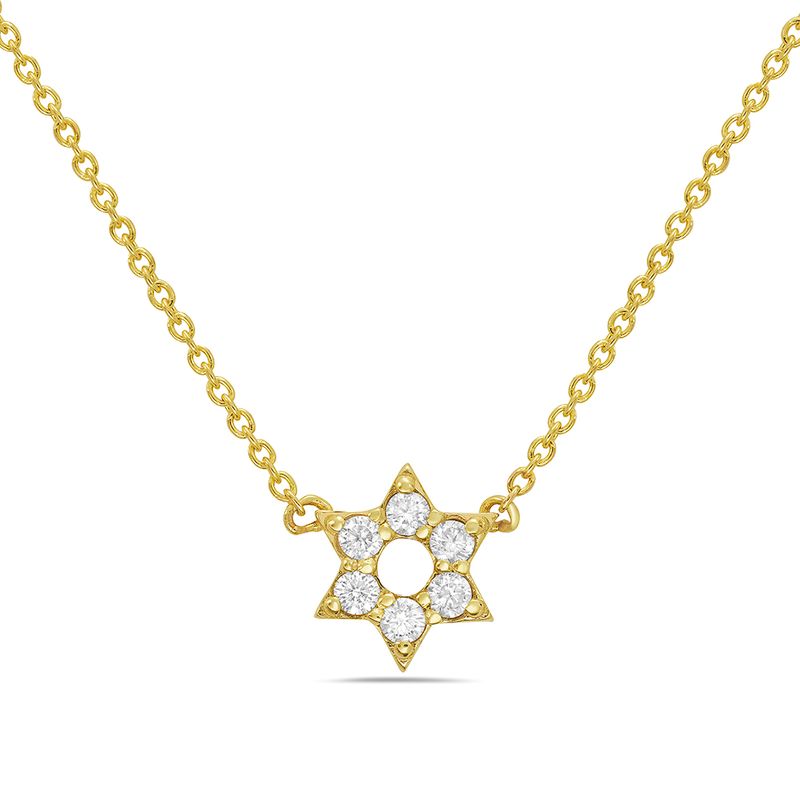 14k 7.5mm jewish star necklace with 6 diamonds 0.13ct on 18 inches chain 4.2