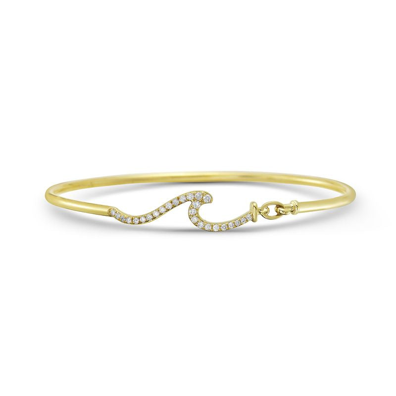 14k 7mm flexible wave bangle with 26 diamonds 01.8ct 4.2