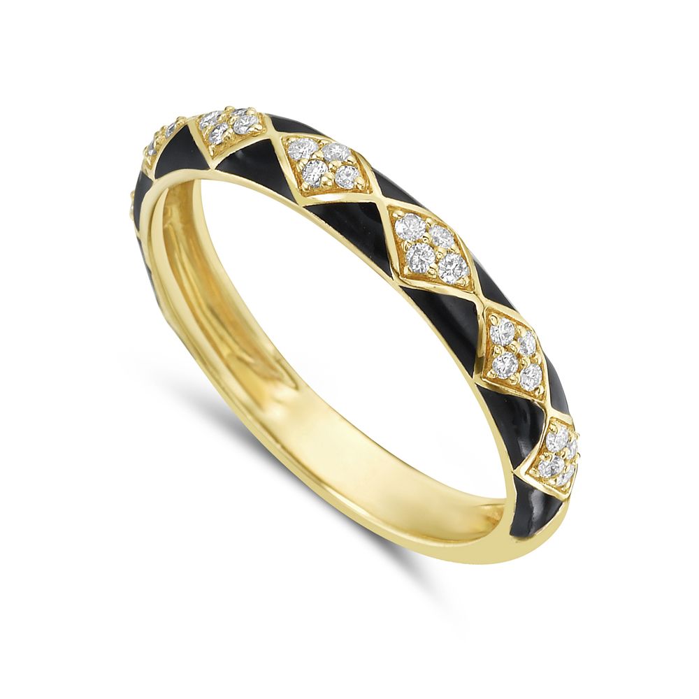 14K ENAMEL BAND IN VARIOUS COLORS SET WITH 28 DIAMONDS 0.13CT