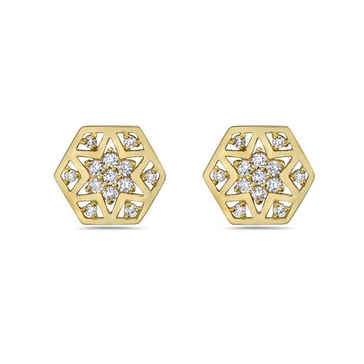 14K STAR EARRINGS WITH  26 DIAMONDS 0.34CT