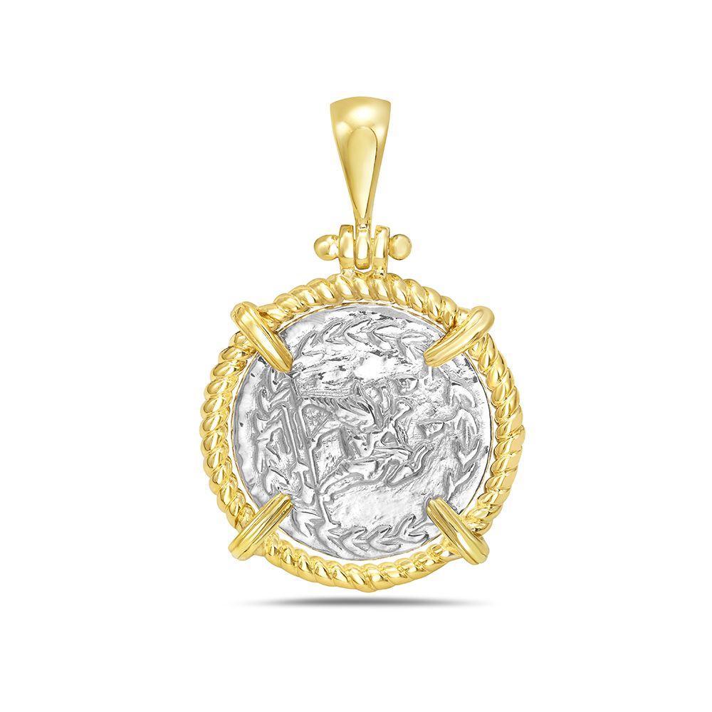 20mm sterling silver & gold plated roman emperor coin pendant