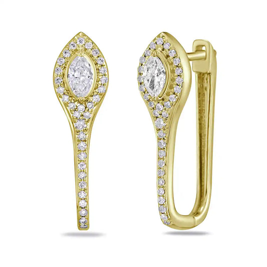 14k 22x6mm earrings with 64 round diamonds t.w. 0.27ct and 2 marquise 0.27ct t.w. 0.54ct