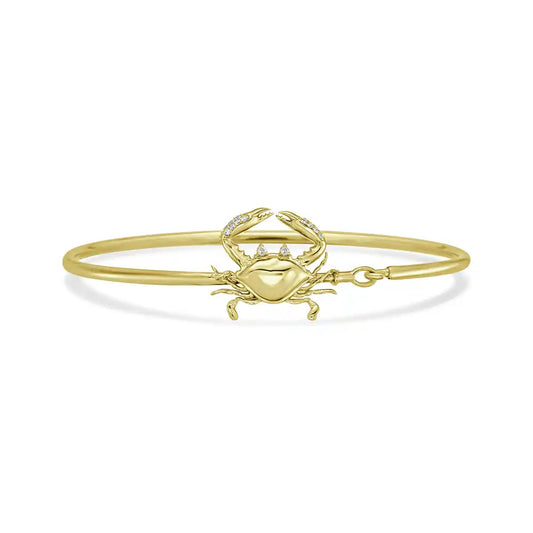 14k 15mm crab flexible bangle with 18 diamonds 0.08ct