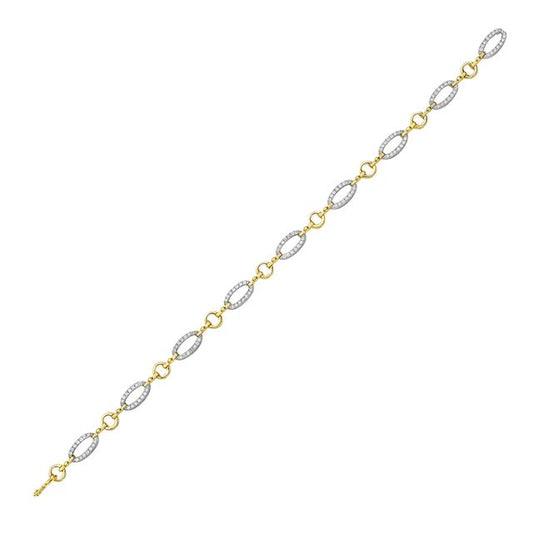 14ky 5mm oval link bracelet with 126 diamonds 0.76ct 7 inches wrist