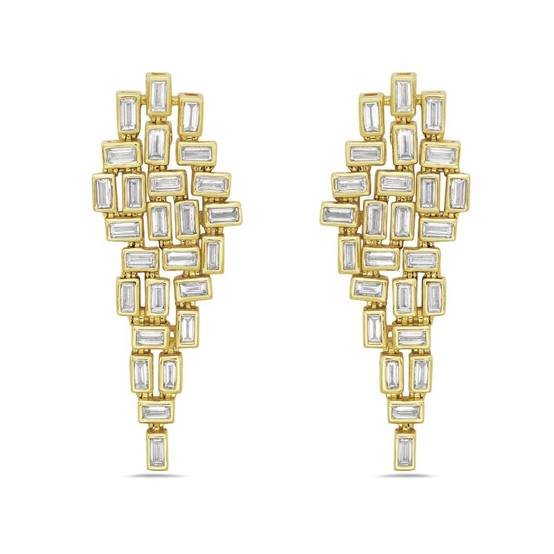 14KY 42mm x 16mm geometric drop earrings with 52 diamonds 2.24ct tw 4.4
