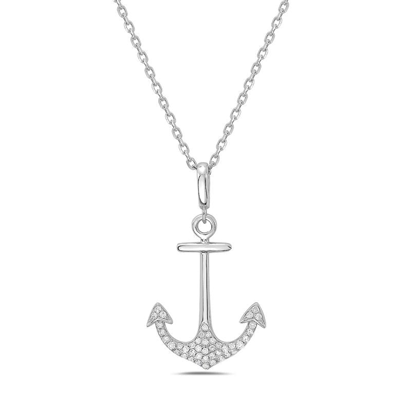 14k 20x15mm anchor pendant with 43 diamonds 0.123ct on 18 inches chain 4.5
