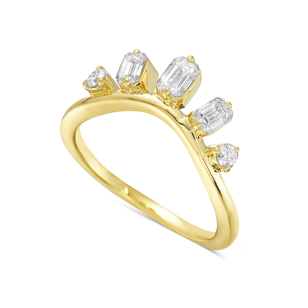 Five Arching Diamonds atop 14K Gold