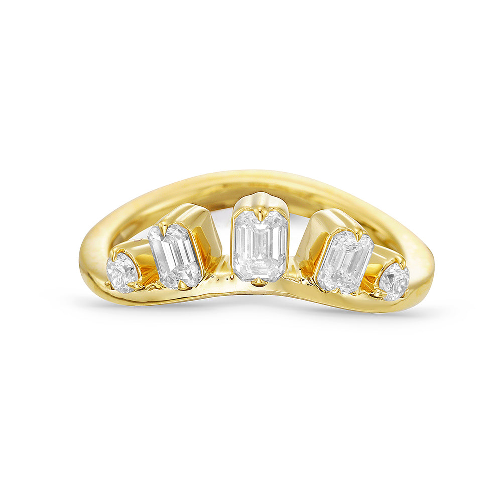 Five Arching Diamonds atop 14K Gold
