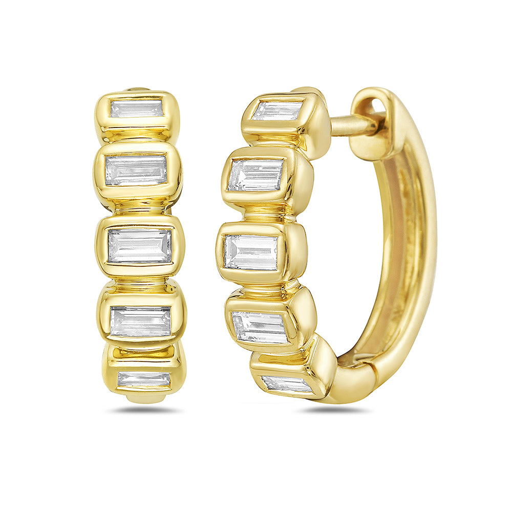 Chunky Column Diamond Earrings in 14K Gold