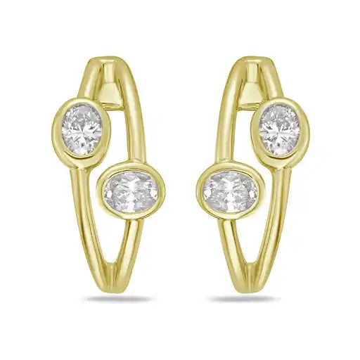 14k 15.75 x 7.5mm hoops with 4 oval diamonds 0.42ct