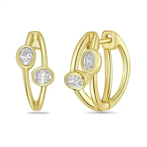 14k 15.75 x 7.5mm hoops with 4 oval diamonds 0.42ct