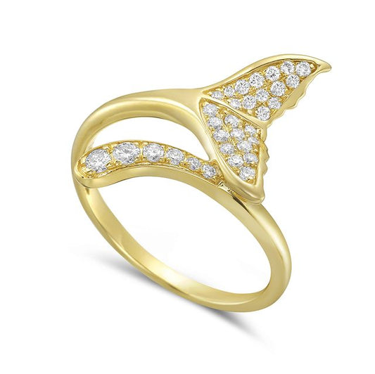 14k 13mm whale tail ring with 32 diamonds 0.23ct