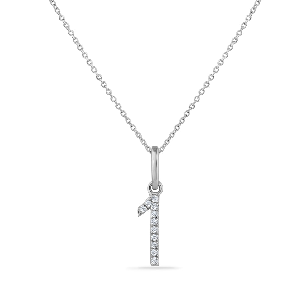 NUMBER 1 PENDANT WITH 11 DIAMONDS 0.04CT 18 INCHES CHAIN