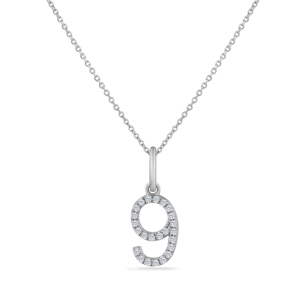 NUMBER 9 PENDANT WITH 25 DIAMONDS 0.10CT ON 18 INCHES CHAIN